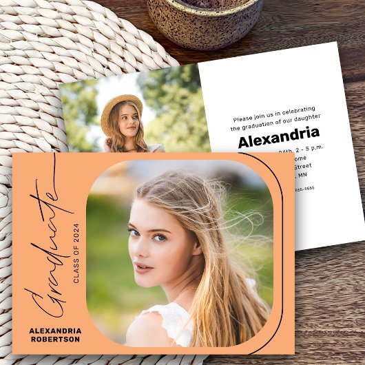 2025年モダン卒業パーティーのScript Photo Class 招待状