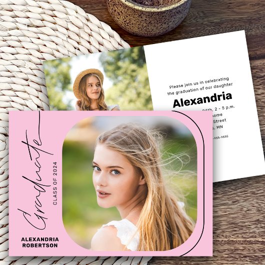 2025年モダン卒業パーティーのScript Photo Class 招待状