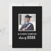 2025年モダン卒業ブラックグレー卒業パーティー 招待状 (裏面)