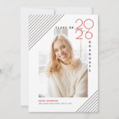 2025年モダン卒業ブラック赤写真クラス 案内状 (正面)