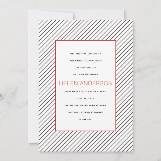 2025年モダン卒業ブラック赤写真クラス 案内状 (裏面)