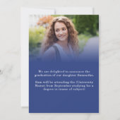 2025年モダン卒業2枚の写真ブルー金ゴールド 案内状 (裏面)