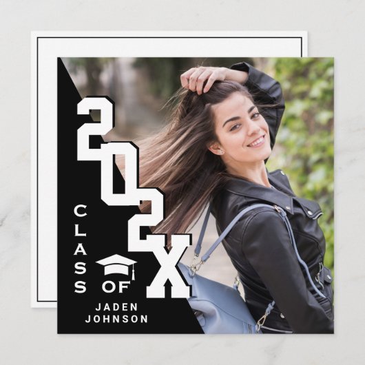 2025年モダン卒業PHOTO卒業会のクラス 招待状 (正面/裏面)