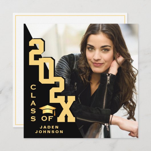 2025年モダン卒業PHOTO卒業会のクラス 招待状 (正面/裏面)