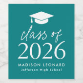 2025年モダン台本ティール（緑がかった色）卒業 ワインラベル (シングルラベル)