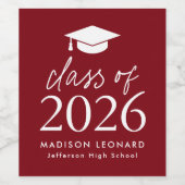 2025年モダン台本バーガンディ卒業クラス ワインラベル (シングルラベル)