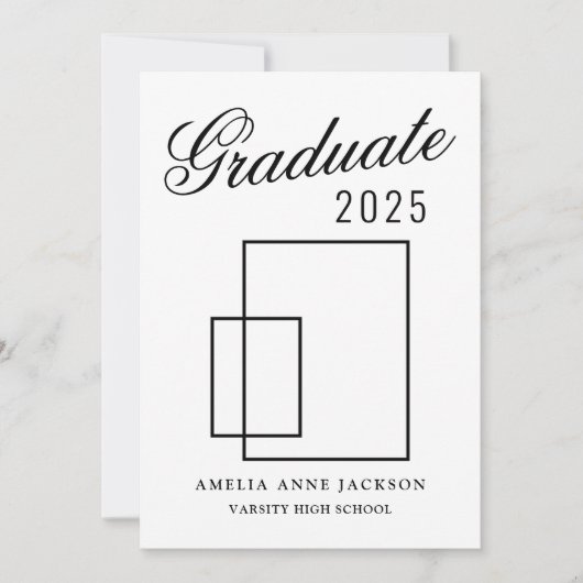 2025年モダン大学院写真白黒 招待状 (正面)