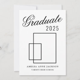 2025年モダン大学院写真白黒 招待状