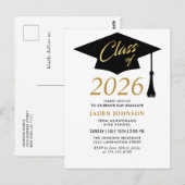 2025年モダン学級卒業パーティー招待状 ポストカード (正面/裏面)