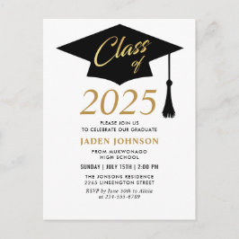 2025年モダン学級卒業パーティー招待状 ポストカード