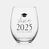 2025年モダン年卒業クラス ステムなしワイングラス (正面)
