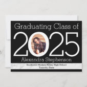 2025年モダン数額写真卒業 招待状 (正面)