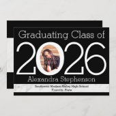 2025年モダン数額写真卒業 招待状 (正面/裏面)