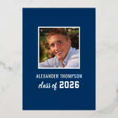 2025年モダン海軍金ゴールド卒業パーティー 箔招待状 (裏面)