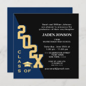 2025年モダン海軍黒人卒業パーティーのクラス 招待状 (正面/裏面)