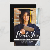 2025年モダン白黒卒業写真 サンキューカード (正面/裏面)
