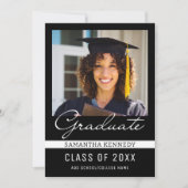 2025年モダン白黒卒業写真 招待状 (正面)