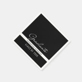 2025年モダン白黒卒業 スタンダードカクテルナプキン (角)