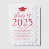 2025年モダン赤卒業パーティーのクラス ベラム紙招待状 (オフセット (招待状))