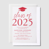 2025年モダン赤卒業パーティーのクラス ベラム紙招待状 (オフセット)