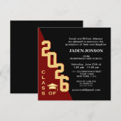 2025年モダン赤黒卒業パーティーのクラス 招待状 (正面/裏面)