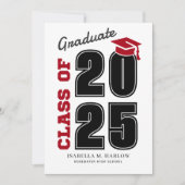 2025年モダン赤黒卒業 招待状 (正面)