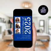 2025年モダン青はっきりした卒業3枚 招待状