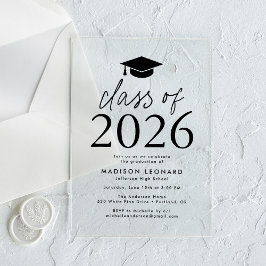 2025年モダン黒卒業パーティーのクラス アクリル招待状
