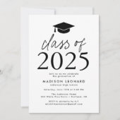 2025年モダン黒卒業パーティーのクラス 招待状 (正面)