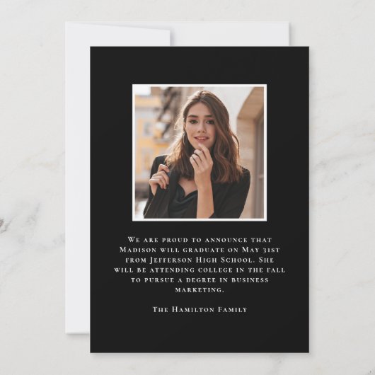 2025年モダン5年写真卒業 案内状 (裏面)