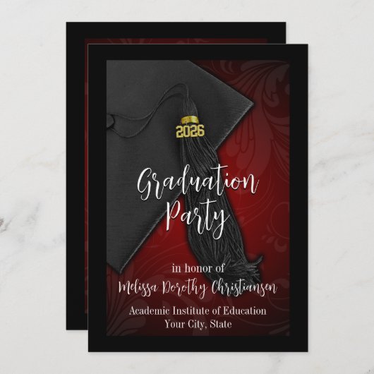 2025年レッドタッセルカレッジ卒業 招待状 (正面/裏面)