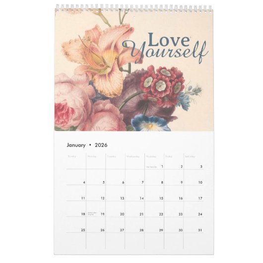 2025年ヴィンテージ自己成長引用文カスタムカレンダー カレンダー (1月 2026)