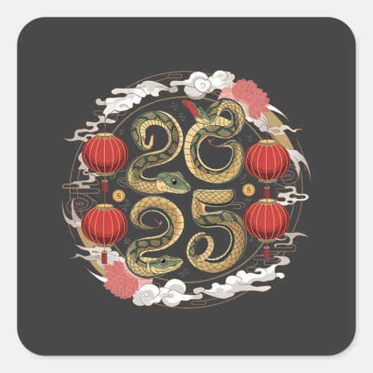 2025年中国ののハッピーニューイヤー スクエアシール (正面)