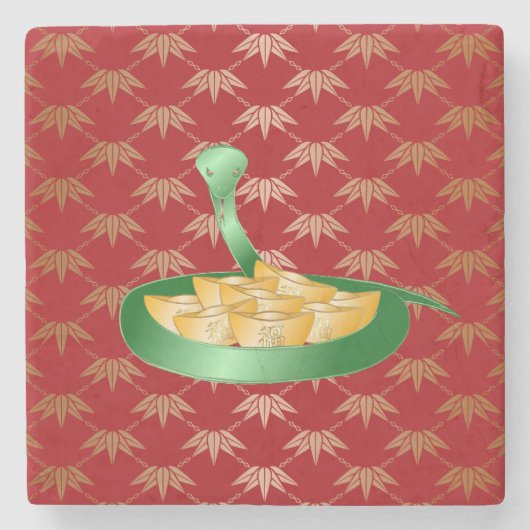 2025年中国のの新年おめでとう金 ストーンコースター (正面)