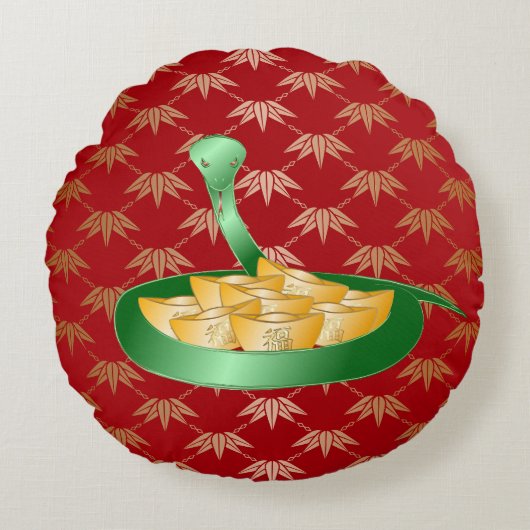 2025年中国のの新年おめでとう金 ラウンドクッション (正面)