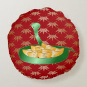 2025年中国のの新年おめでとう金 ラウンドクッション (裏面)