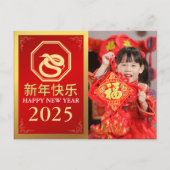2025年中国のの新年、スネーク写真の年 シーズンポストカード (正面)