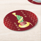 2025年中国の初のラッキー竹 ラウンドペーパーコースター (アングル)