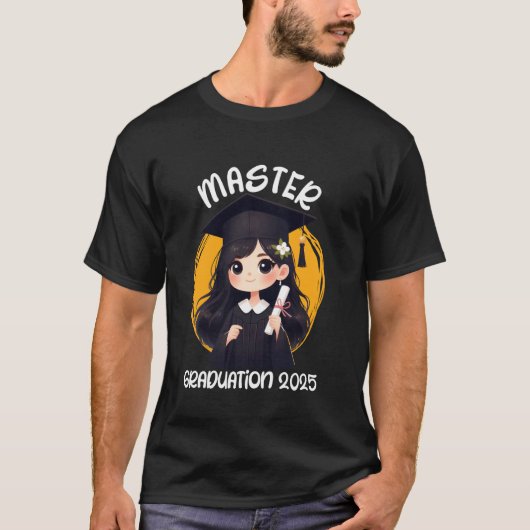 2025年修士課程卒業式 楽しい修士号 女性 Tシャツ (正面)