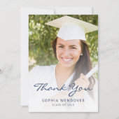 2025年写真クラシックモダンネイビーブルー サンキューカード (正面)