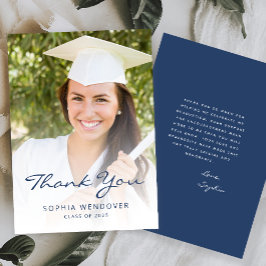 2025年写真クラシックモダンネイビーブルー サンキューカード