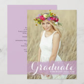 2025年写真卒業のパープルウォーター色クラス 案内状 (正面/裏面)