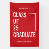 2025年写真卒業の赤と白のクラス 横断幕 (縦)