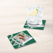 2025年写真卒業パーティーのグリーンかわいいクラス スクエアペーパーコースター (インサイチュ)