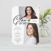 2025年写真卒業パーティーの白黒クラス 招待状 (スタンド正面)