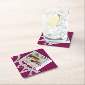 2025年写真卒業パーティーの赤かわいいクラス スクエアペーパーコースター (インサイチュ)