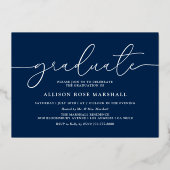 2025年写真卒業パーティー海軍シルバー 箔招待状 (裏面)