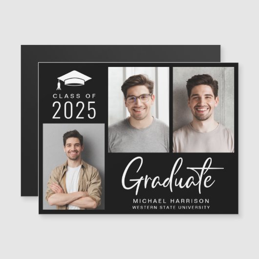 2025年写真卒業マグネット発表のクラス マグネット招待状 (正面/裏面)