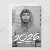 2025年写真卒業モダンの破線 案内状 (正面)