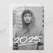 2025年写真卒業モダンの破線 案内状 (正面)